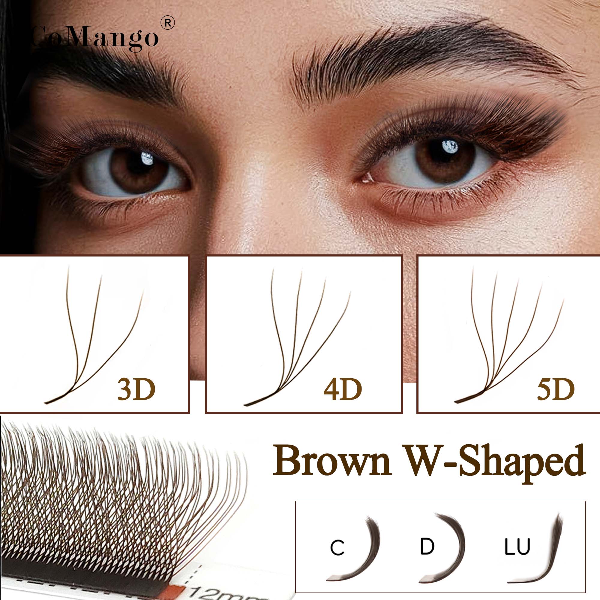 CoMango C/D/LU kahverengi 3D/4 - Eyelash Extension Volume Styles incelemesi ve fiyatı